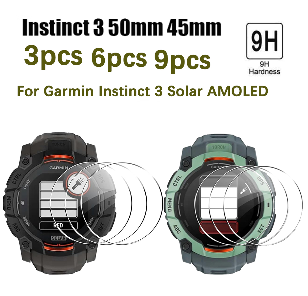 Tempered Glass Screen 9H - 3/6/9pcs For Garmin Instinct 3 Solar